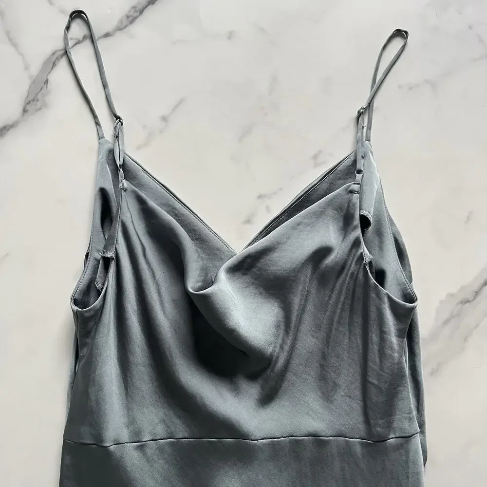 Free people Smoke & Mirrors Midi Slip Dress Slate Sz Medium Festival Boho Chic